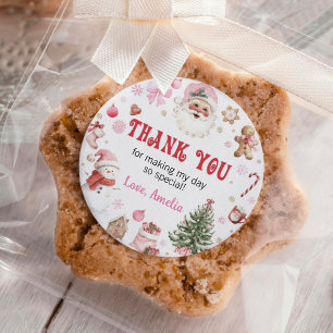 Retro Santa Winter Christmas Birthday Thank You Classic Round Sticker