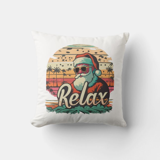 Retro Santa with a title Relax Throw Pillow (Front)