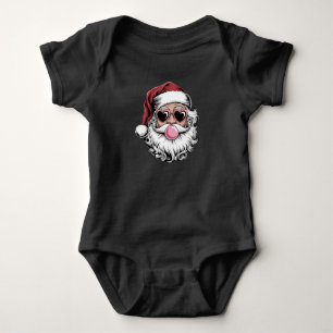 Retro Santa With Glasses Blowing Bubble Christmas  Baby Bodysuit