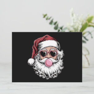 Retro Santa With Glasses Blowing Bubble Christmas  Holiday Card