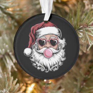 Retro Santa With Glasses Blowing Bubble Christmas Ornament