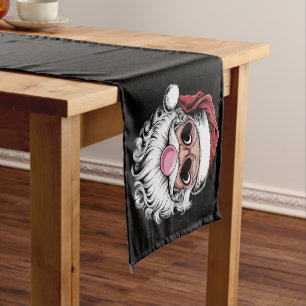 Retro Santa With Glasses Blowing Bubble Christmas Short Table Runner