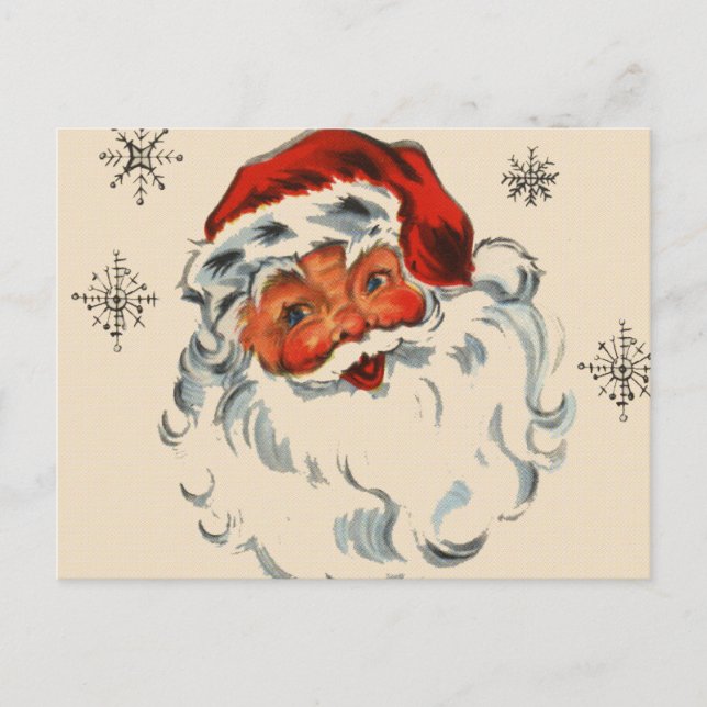 Retro Santa With Stars Holiday Postcard (Front)