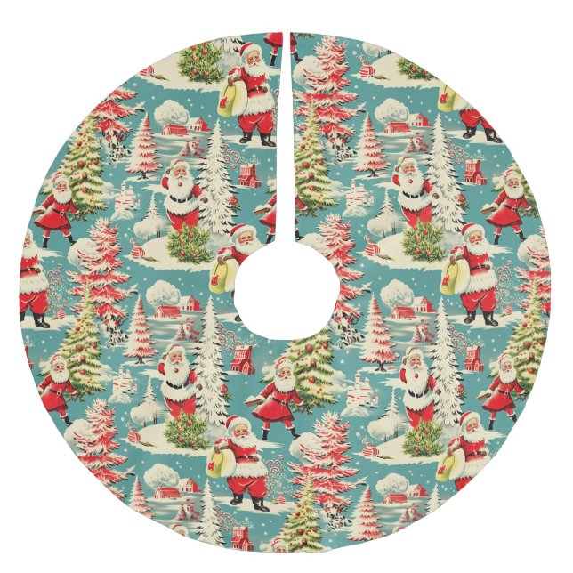 Retro Santa Wonderland 2 Brushed Polyester Tree Skirt (Front)