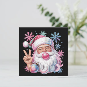 Retro Santa Xmas Pink Sunglasses Bubble Gum Holiday Card