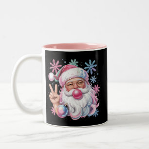 Retro Santa Xmas Pink Sunglasses Bubble Gum Two-Tone Coffee Mug