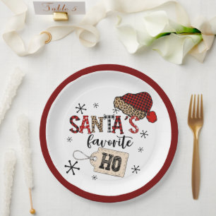 Retro Santa's Favourite Ho! Christmas  Paper Plate