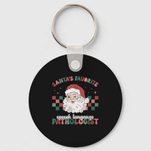Retro Santa's Favourite Speech Language Christmas  Keychain