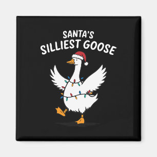 Retro Santa's Silliest Goose Christmas Silly Goose Magnet