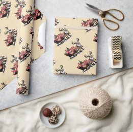 Retro Santa's Sleigh Christmas Wrapping Paper