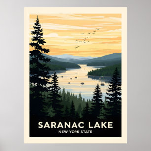 Retro Saranac Lake   New York Travel Poster