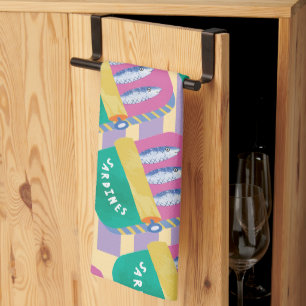 Retro Sardine Can Illustration Kitchen Towel