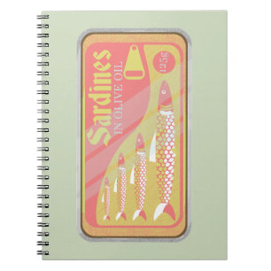 Retro Sardines Poster Notebook