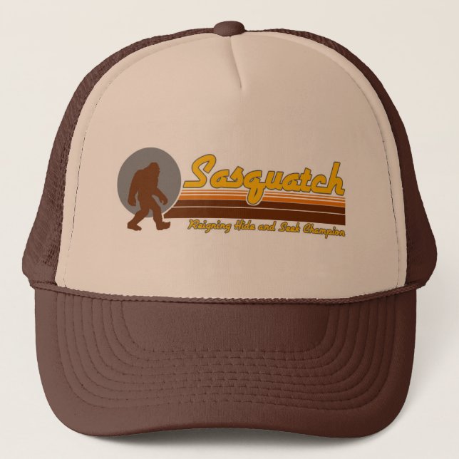 Retro Sasquatch Hide and Seek Champion Trucker Hat (Front)