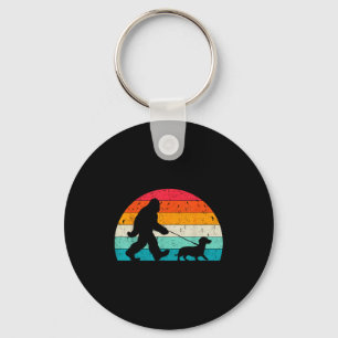 Retro Sasquatch Lover Doxie Wiener Dog Walker Bigf Keychain