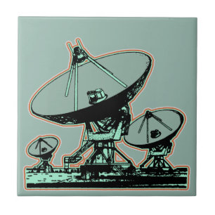 Retro Satellite Dish Graphic Tile