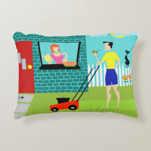 Retro Saturday Morning Accent Pillow