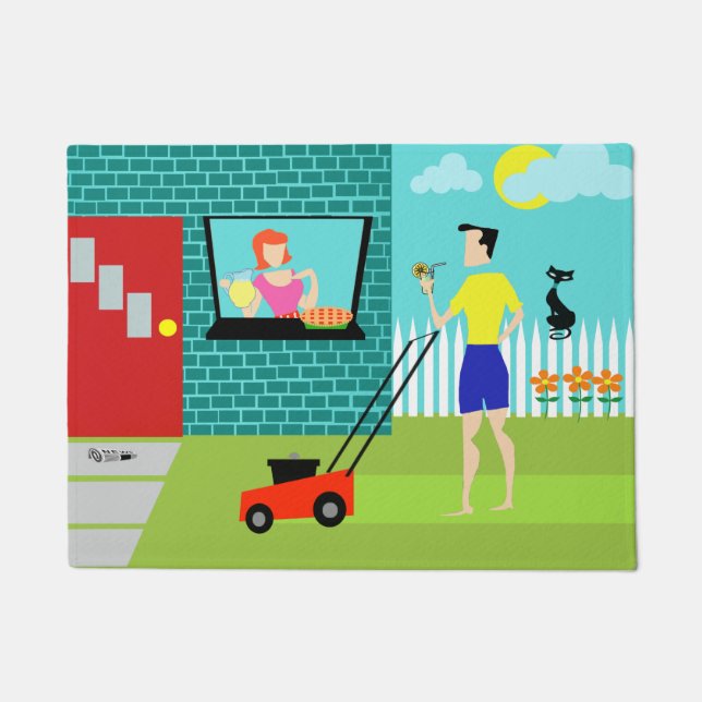 Retro Saturday Morning Door Mat (Front)