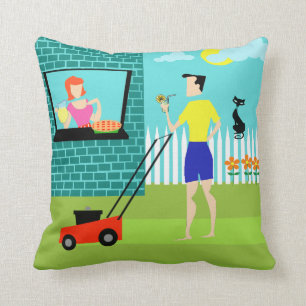 Retro Saturday Morning Throw Pillow