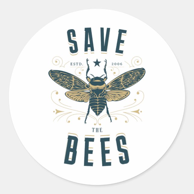 Retro Save The Bees Apiary Shirt Bee Beekeeper Ear Classic Round Sticker (Front)