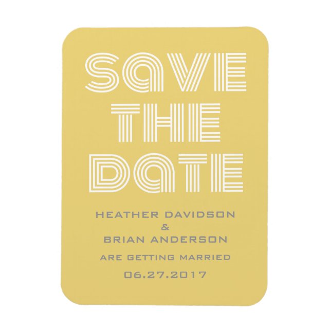 Retro Save the Date Magnet, Yellow Magnet (Vertical)