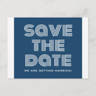 Retro Save the Date Postcard, Blue Announcement Postcard