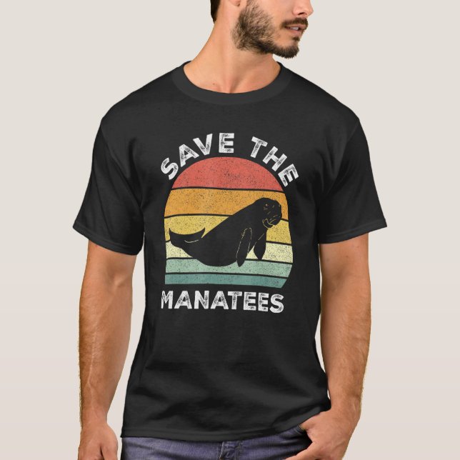 Retro Save The Manatees Shirt Vintage Animal Lover (Front)