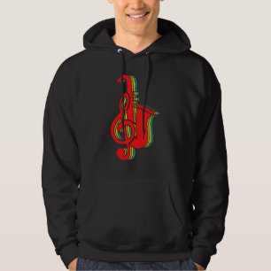 Retro Saxophone Musician Clef Musical Notes Instru Hoodie