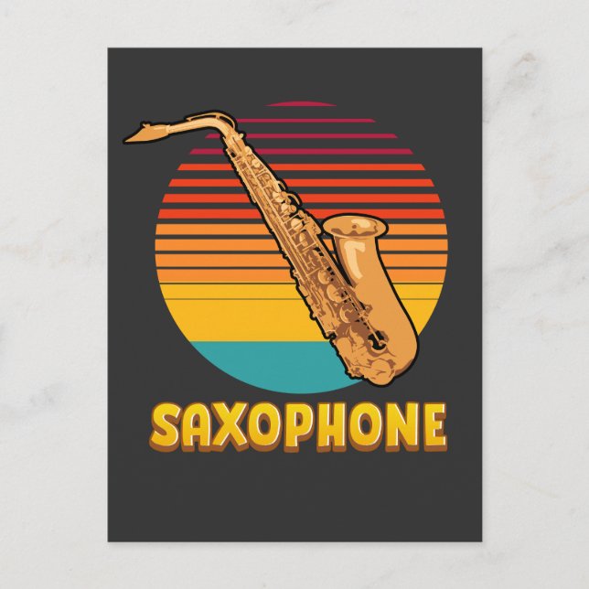 Retro Saxophone Postcard (Front)