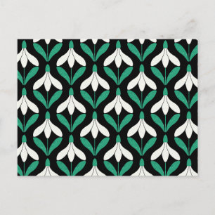 Retro Scandi Mid Century Modern Snowdrop pattern Postcard