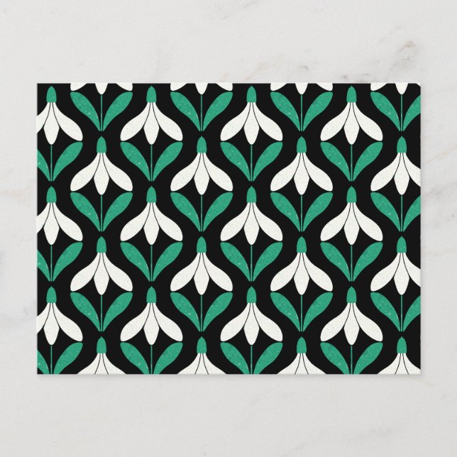 Retro Scandi Mid Century Modern Snowdrop pattern Postcard (Front)
