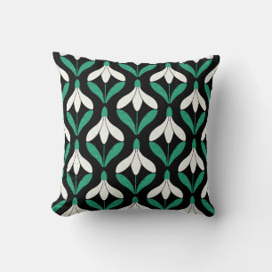 Retro Scandi Mid Century Modern Snowdrop pattern Throw Pillow