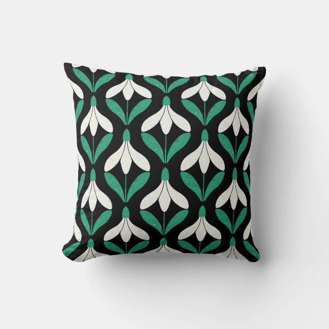 Retro Scandi Mid Century Modern Snowdrop pattern Throw Pillow (Front)