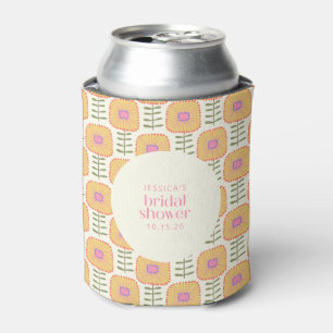 Retro Scandi Yellow Orange Flower Bridal Shower  Can Cooler