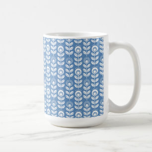 Retro Scandinavian Blue Pattern Coffee Mug