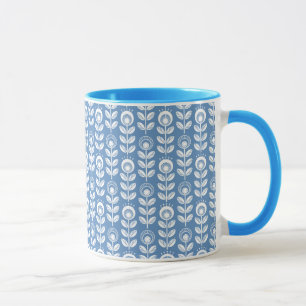 Retro Scandinavian Blue Pattern Mug