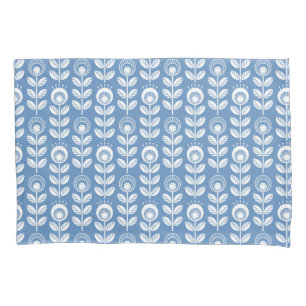 Retro Scandinavian Blue Pattern Pillowcase