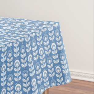 Retro Scandinavian Blue Pattern Tablecloth
