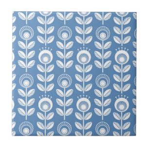 Retro Scandinavian Blue Pattern Tile