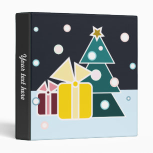 Retro Scandinavian Christmas Tree Gifts Art Binder
