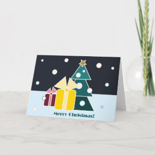 Retro Scandinavian Christmas Tree Gifts Art Holiday Card