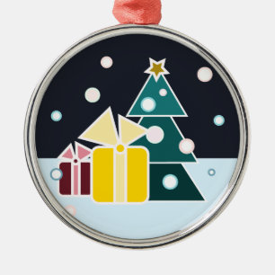 Retro Scandinavian Christmas Tree Gifts Art Metal Ornament