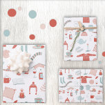 Retro Scandinavian Christmas Wrapping Paper Sheet<br><div class="desc">This fun Scandinavian-style wrapping paper is the perfect way to add a touch of Hygge to your gift giving. With its warm and cosy winter design featuring blush pink and sage green accents on a crisp white background, your gifts will look nothing short of stunning. Whether you're wrapping up presents...</div>