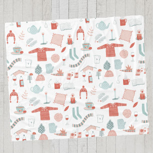 Retro Scandinavian Hygge Cozy Fleece Blanket
