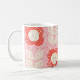 Retro Scandinavian Stylized Floral Seamless Coffee Mug
