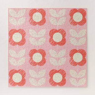 Retro Scandinavian Stylized Floral Seamless Jigsaw Puzzle