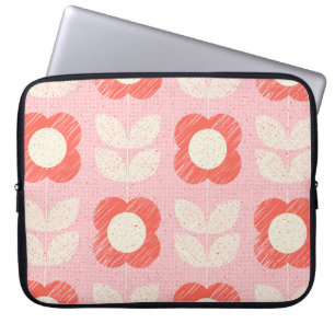 Retro Scandinavian Stylized Floral Seamless Laptop Sleeve