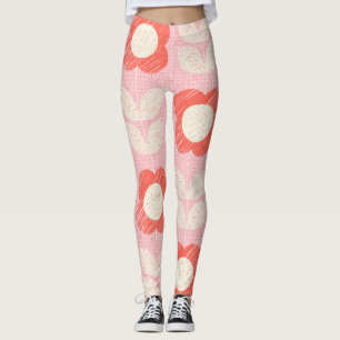 Retro Scandinavian Stylized Floral Seamless Leggings
