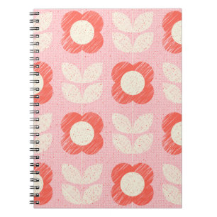 Retro Scandinavian Stylized Floral Seamless Notebook