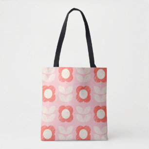 Retro Scandinavian Stylized Floral Seamless Tote Bag